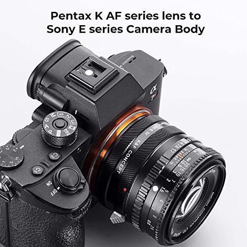 K&F Concept IV PRO Pentax K-NEX Lens Mount Adapter Manual Focus Compatible with Pentax K Series and AF Series Lens to Sony-E NEX Mount Camera Body with Matting Varnish Design