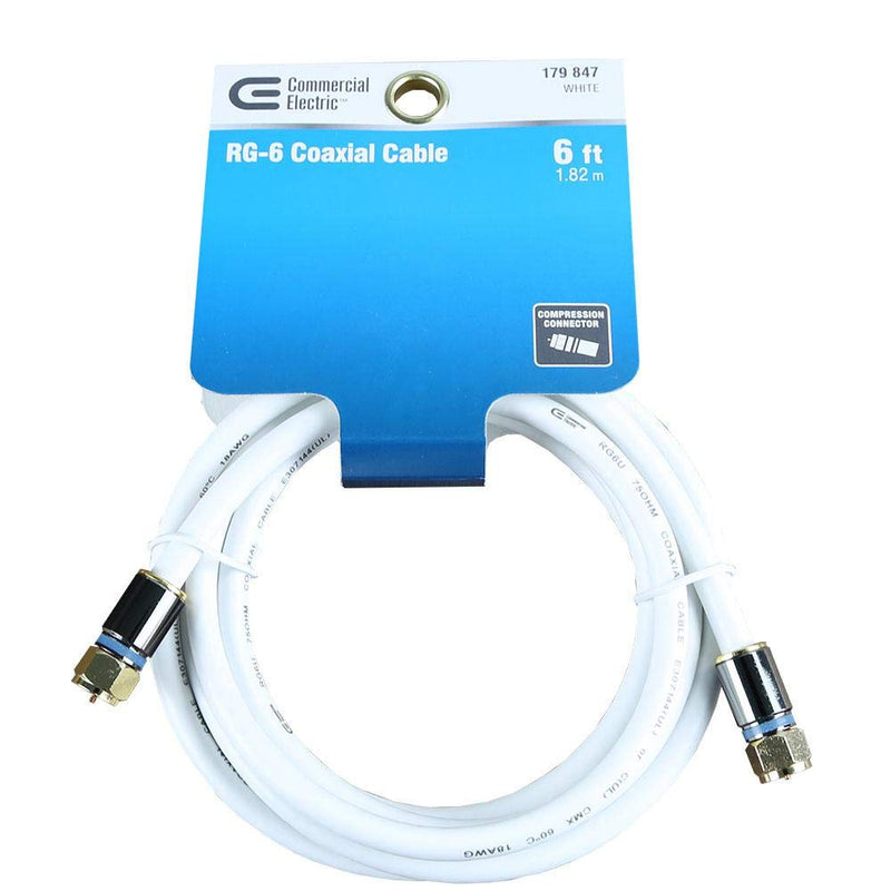 [Australia - AusPower] - Commercial Electric 6 ft. RG-6 Coaxial Cable - White 