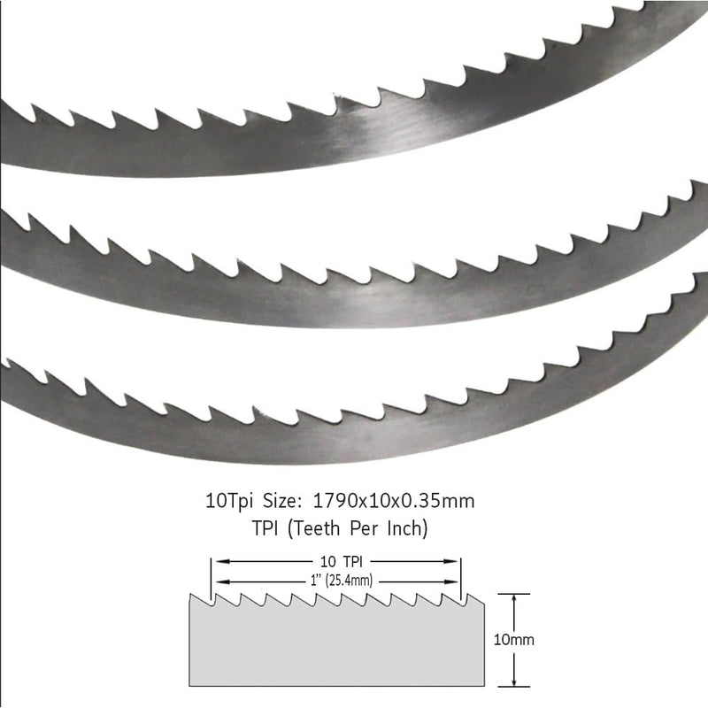 [Australia - AusPower] - Set of 4 Bandsaw Blades 1790 x 10 x 0.35 mm 10 TPI for Hard / Soft Wood Plastic Saw Band Saw Blades Suitable for Holzstar HBS 251, Suitable for HBS261 1790x10x0.35mm, 10 ZpZ, 4PCS 