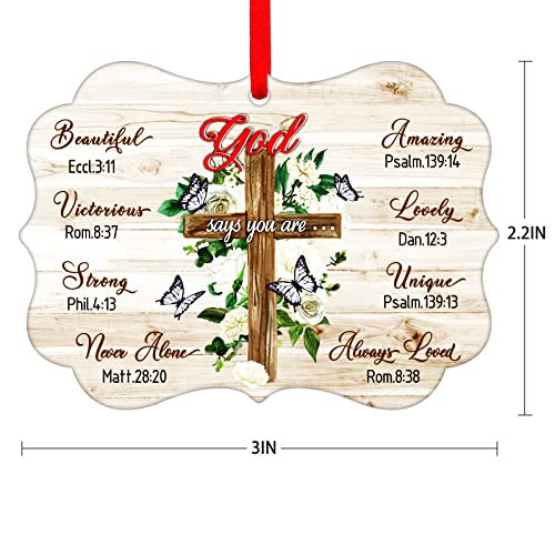 WaaHome Christian Christmas Ornaments Gifts for Women Men - God Say Bible Verse and Prayers Religious Cross Christmas Ornaments Gifts for Christian Family and Friends Teens 11- Religious-1