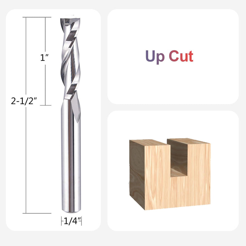 [Australia - AusPower] - SpeTool 5Pcs Spiral Router Bits UpCut 1/4 inch Cutting Diameter 1/4 inch Shank Router Bit Set HRC55 Solid Carbide CNC End Mill for Woodworking Mortise Slot Carving Engraver 5 