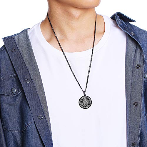 VNOX Seals of The Seven Archangels Pendant/Metatron’s Cub/Saint Michael Statement Necklace Talisman Pendant Amulet Jewelry, 1.2 inches x 2.1 inches, Stainless Steel, Lava Stone