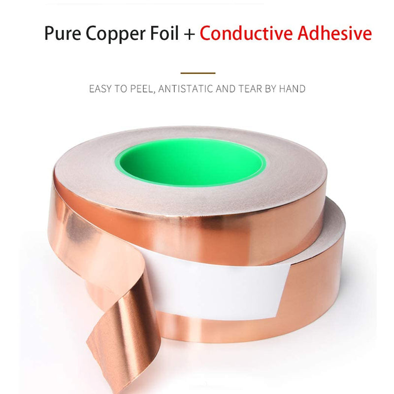 [Australia - AusPower] - APT, Copper Foil Tape with Conductive Acrylic Adhesive, 2.6 Mil Total Thickness, for Guitar and EMI Shielding, Arts and Crafts, Electrical Repairs, Mulit-Size (1'' x 26Ft(8M)) 1'' x 26Ft(8M) 
