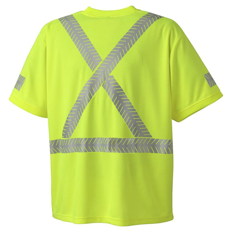 Pioneer Hi Vis Safety T-Shirt for Men - Lightweight Cool Pass Fabric - UPF 50+ Sun Protection - Reflective Tape - Yellow/Green 4X-Large
