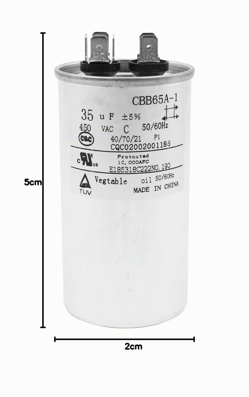 DollaTek 35uF CBB65 Condenser Motor Runs for Air Conditioning 450VAC SH 40/70/21 50/60Hz 35uF