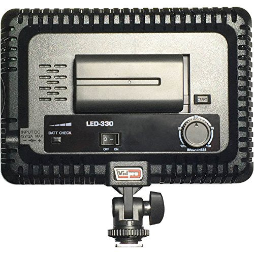 Vidpro LED-330 Photo and Video Light Kit - On Camera Panel LED Light - Adjustable and Dimmable Light Fits Cameras Video Camcorders and DLSR w/Hot Shoe Includes Rechargeable Battery Diffuser and More