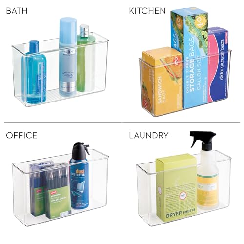 iDesign Adhesive Organizer Bin, Set of 2, Clear 3.5" x 11" x 6.5" Pack of 2