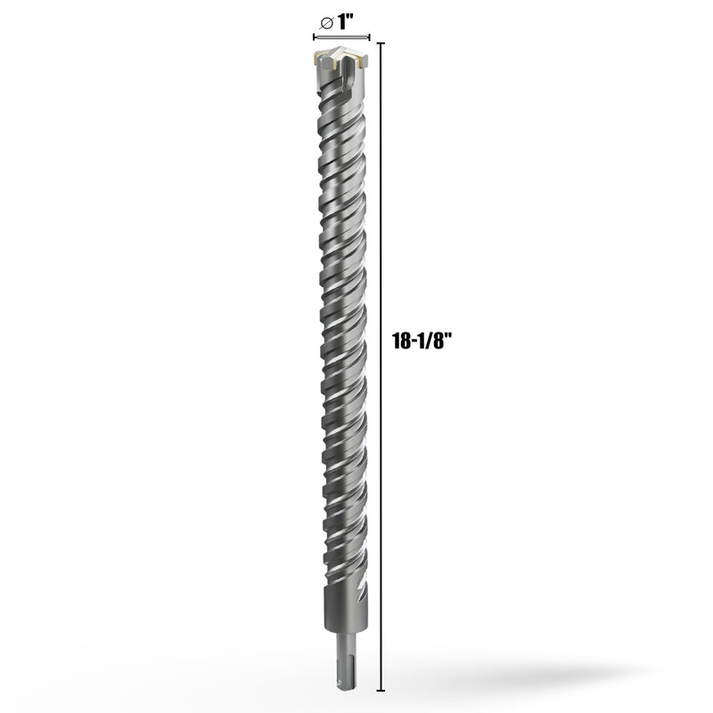 CSOOM SDS Plus Rotary Hammer Drill Bit 1"x18.11", Professional Concrete Drill Bit for Concrete, Brick, Stone and Cement Walls 1"diameter 18.11"length