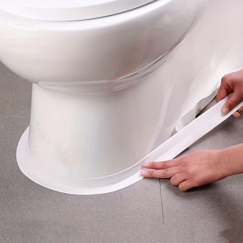 3.2m Self-Adhesive Toilet Caulking Strip, Bathroom Sealant Tape for Floor and Wall Edge Protection, White
