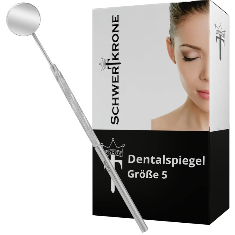 Schwertkrone Dental Mirror [High-Quality Stainless Steel] - Dentist Mirror Mouth Mirror - Dentist Mirror Dental Mirror - Slightly Magnifying Mirror Dentist - Handy & Disinfectable - (Size 5) 17 cm