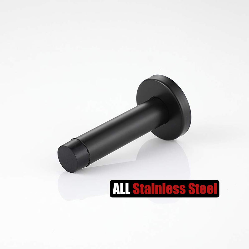 [Australia - AusPower] - JQK Door Stopper Black, 304 Stainless Steel Thicken 1mm Sound Dampening Door Stop Bumper Wall Protetor 2 Pack, Matte Black, DSB5-PB-P2 
