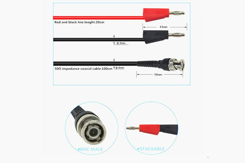 [Australia - AusPower] - BNC Q9 to Dual 4mm Stackable Banana Plug with Test Leads Probe Cable 47in 