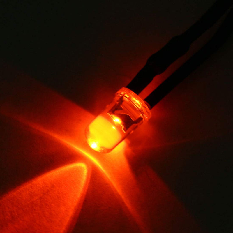 [Australia - AusPower] - uxcell 20Pcs 5mm Pre Wired LED, Red DC3-5V Clear Lens, Light Emitting Diodes 