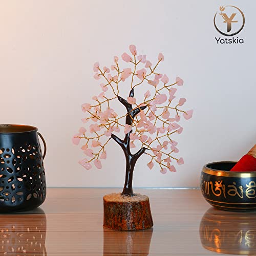 Rose Quartz - Crystal Tree - Bonsai Tree - Tree of Life - Gemstones - Mini Gem Tree - House Warming Gifts New Home - Spiritual Gifts - Crystal Gifts Rose Quartz