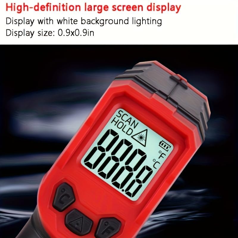 [Australia - AusPower] - Infrared Thermometer, Digital Laser Temperature Meter -37°F~1022°F (-32°C~550°C) IR Temperature Gun (Not for Humans) Ideal for Cooking, Frying, Kitchen, Barbecue, Meat, Sugar, Freezer Red-32°C~550°C 