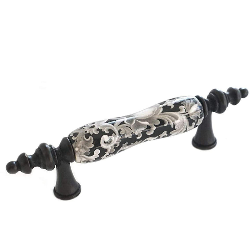 4 Pack 3" Ceramic Drawer Knob Black and White Rustic Dresser Drawer Pull Handle for Kitchen Cabinet Knob Furniture Hardware (4, 3"(76mm) Hole Centers) Pull handle - 3" hole centers 4