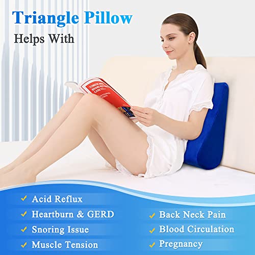 AOSSA Wedge Pillow for After Surgery Foam Wedge Acid Reflux Pillow Bed Wedge for Sleeping Side Incline Triangle Positioning Wedge Body Back Support Leg Elevation Snoring Pillow Cushion 24.4×14.6×5.9"