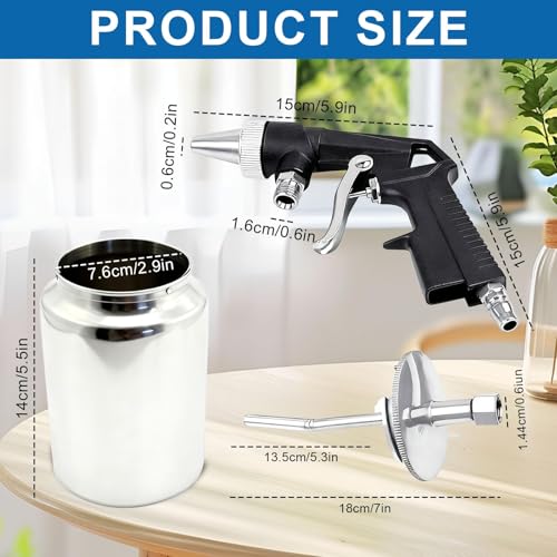 Compressed Air Sand Blasting Gun 6.2 Bar 1000 ml Aluminum Container - Sand Blaster Sand Blaster Sand Blaster for Rust Removal, Rim Cleaning & Metal Surfaces Cleaning