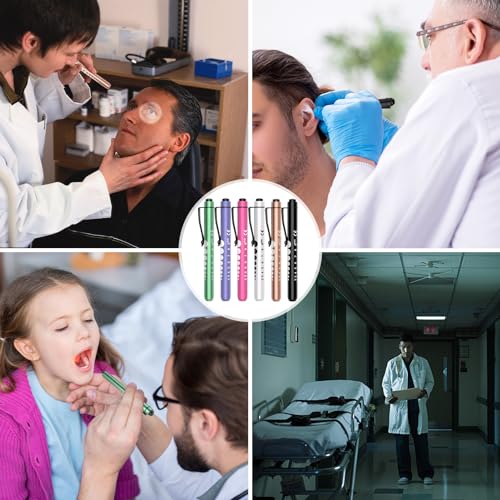RISEMART Pack of 6 Diagnostic Light Pupil Light Reusable LED Pen Lamp with Pocket Clip as Nurses Doctors Students Pen Light (Pack of 6) 2-Pack of 6