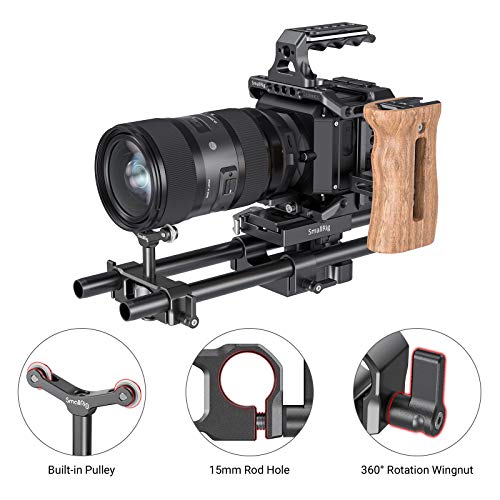 SMALLRIG Universal 15mm LWS Rod Mount Lens Support Bracket Height Adjustable for DSLR Camera Shoulder Rig - 2727