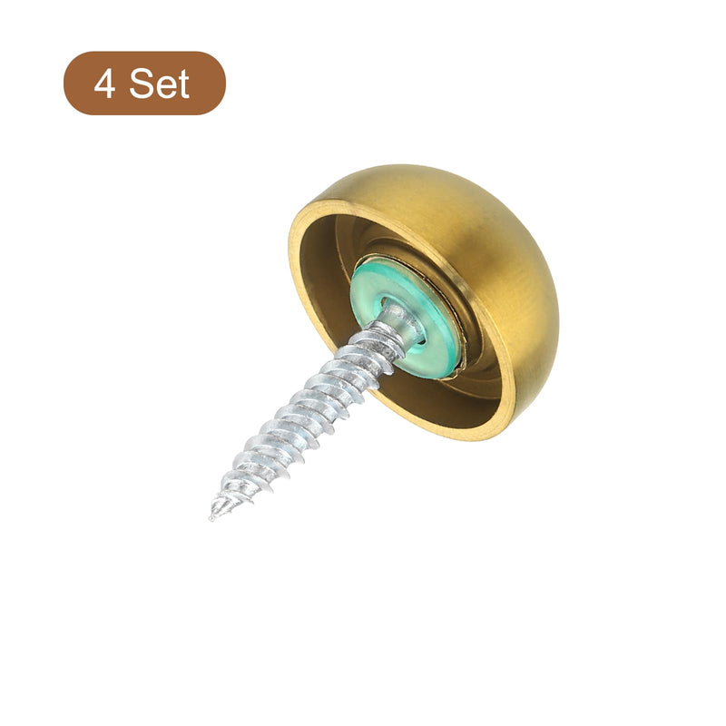 [Australia - AusPower] - uxcell 4 Set Mirror Screws with Caps, 20mm 304 Stainless Steel Decorative Cover Nails for Wall Mirror Mounting Sign Advertising Hardware, Gold 