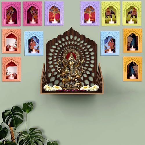 SATVIK Deep Mala Diwali Decoration Items with Candle, Home Decor Items Festive Decor Item, DIY Craft Traditional Jharokha Box for Hanging (Pack of 6) Pack of 6