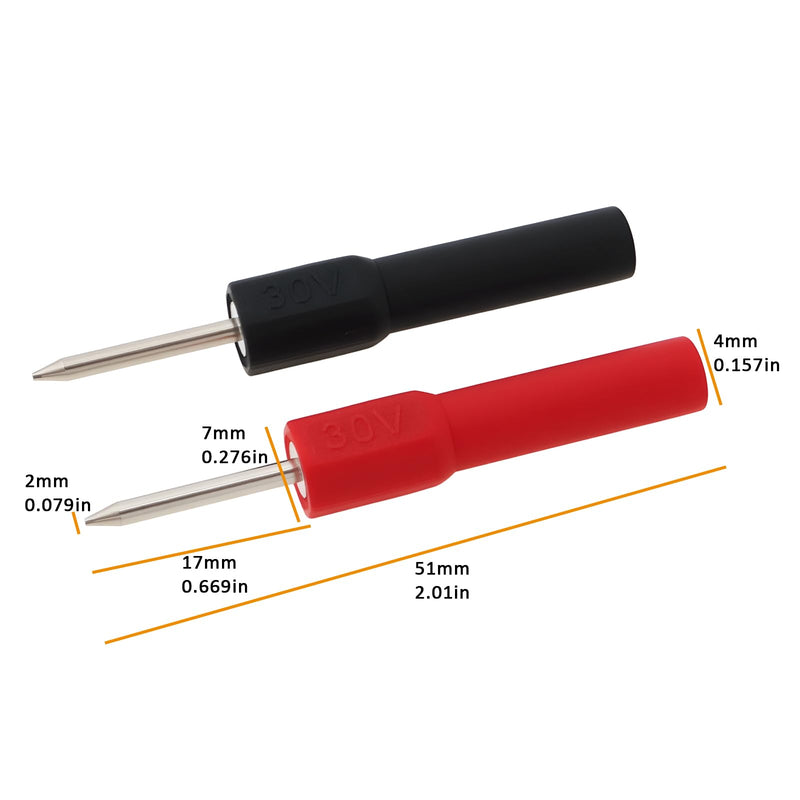 [Australia - AusPower] - 4pcs Test Probe 2mm Probe to 4mm Banana Female Socket 30V/10A Suitable for Multimeters Oscilloscopes 