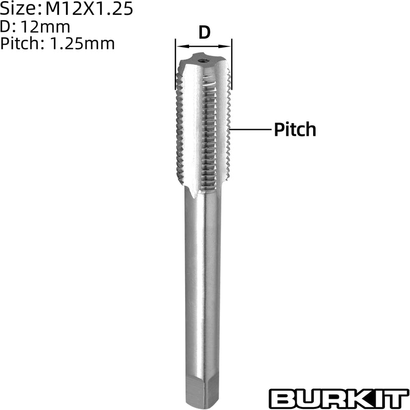 [Australia - AusPower] - Burkit M12 X 1.25 Thread Tap Right Hand, HSS M12 x 1.25 Straight Fluted Machine Tap M12x1.25 Straight Fluted Tap 