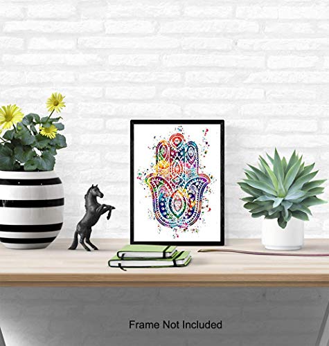 Hamsa Hand of Fatima Wall Art Print - 8x10 Unframed Yoga Studio Decor