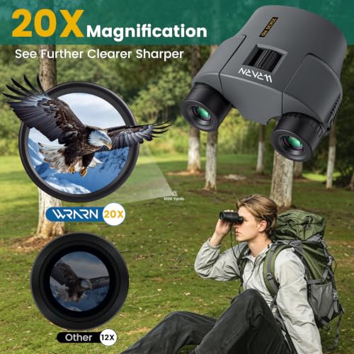 20X30 Compact Binoculars for Adults Bird Watching Travel, Grey 20x30