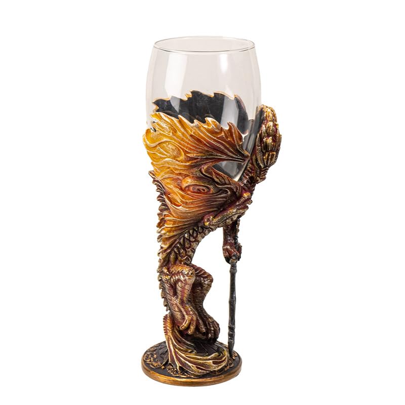 Pacific Giftware The Reptilian Eye Dragon Wine Glass Goblet Chalice 7oz Medieval Dungeons and Dragons Wine Cup Gift with Green Reptilian Eye Design (Yellow Medieval Dragon Blade)