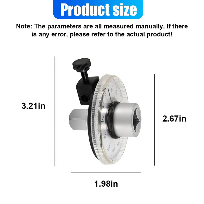 [Australia - AusPower] - 1/2 Inch Torque Wrench Angle Gauge Tool, 360° Adjustable Drive Torque Meter Wrench Set, Professional 1/2" Drive Torque Measuring Tool 