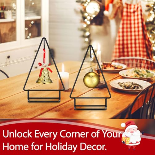 Cinnvoice Metal Christmas Ornament Stand Tree Shaped Holder, Black 10 Inch
