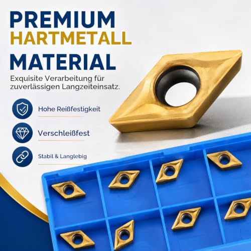 Samfox DCMT51.51 (DCMT070204) DCMT Reversible Plates Multilayer Coated CNC Inserts for Rotary Tool Holder Replacement Inserts with Box of 10