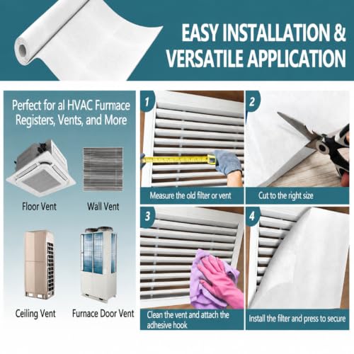 MAXTBEE MERV 8 cut-to-fit air vent filter material for HVAC furnace vents