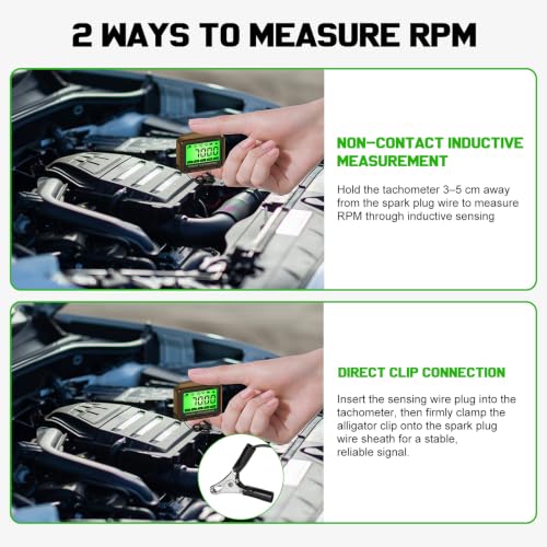 HFWHOK digital tachometer for small engines and chainsaws with compact display for RPM readings