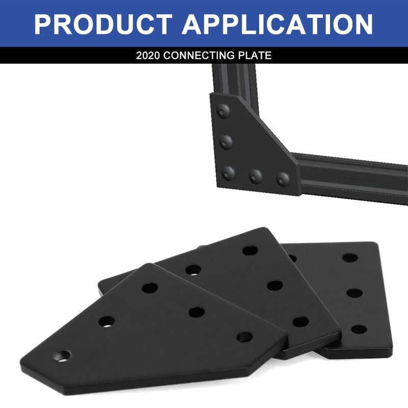 [Australia - AusPower] - 10pcs 2020 Aluminum Extrusion Joint Plate Connector Corner L Bracket 8020 V Slot Hardware T Slot Accessories with T Nuts and Screws for Aluminum Profile 3D Printer Frame Black 20B 