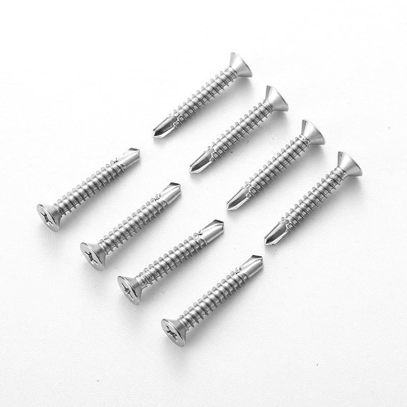 [Australia - AusPower] - #6 x 3/4" (100 Pack) Flat Head Sheet Metal Screws Self-Tapping Screw Phillips Head Self Drilling Screws, 410 Stainless Steel #6 x 3/4'' 