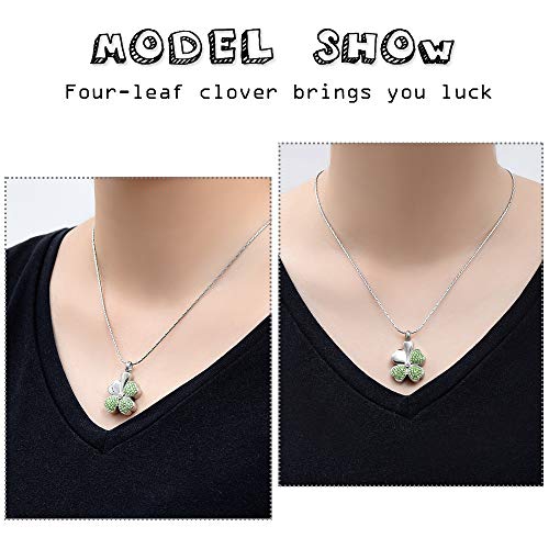 constantlife Cremation Jewelry Memorial Urn Necklace for Ashes Lucky Four-Leaf Clover Design Stainless Steel Pendant Keepsake Green,Silver