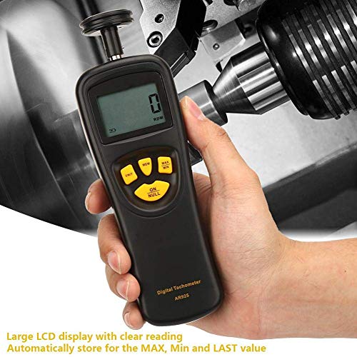 [Australia - AusPower] - Digital Tachometer, LCD Handheld Contact RPM Meter 0.5-19999 RPM, High Precision Test Counter with Max/Min/LAST Data Backlight Holding Functions 