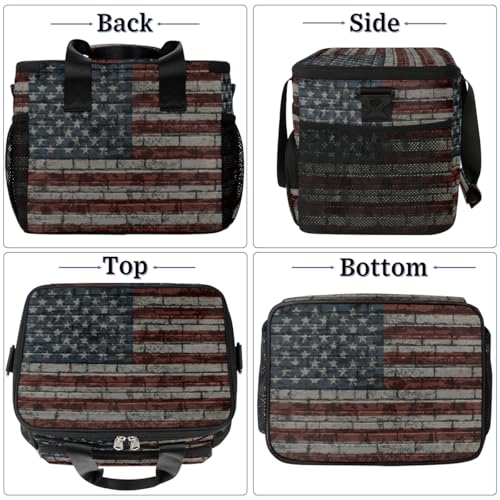 AUUXVA OMBRA Cooler Bag Large Camping Cooler Tote Leakproof Lunch Cooler Bag Insulated Waterproof Lunch Box… Vintage US Flag