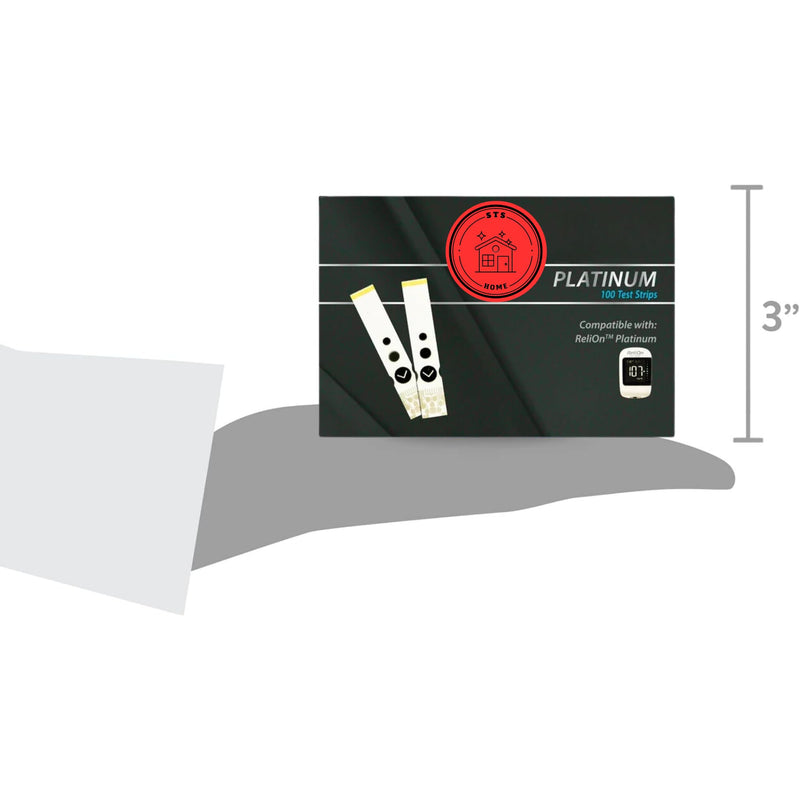 Platinum Blood Glucose Test Strips | Blood Glucose Test Strip | Blood Sugar Test Strips | Platinum Test Strips 100 Count + STS Sticker.