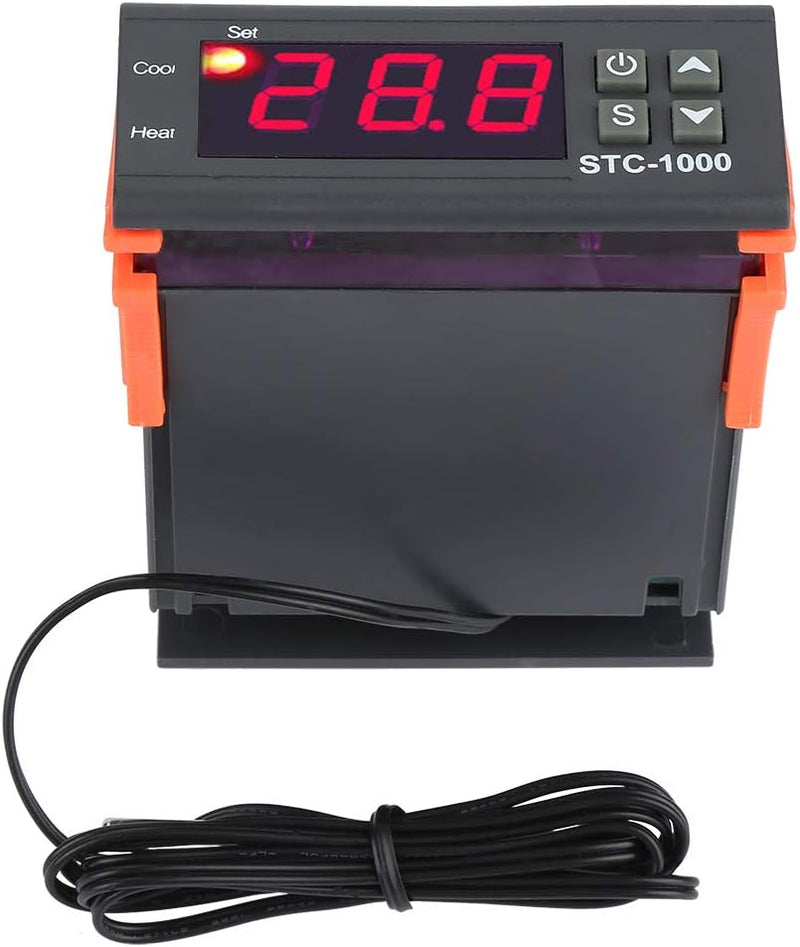 [Australia - AusPower] - STC-1000 Digital Temperature Controller Digital LED Display DC 110V-220V 10A Celsius Heating Cooling Centigrade Thermostat Sensor 2 Relay Output with NTC 10K Thermistor Sensors Temperature Probe 