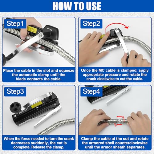 Blibaba MC cable cutter for 3/16 to 3/8 inch BX, MC, AC, and Greenfield cablelicing