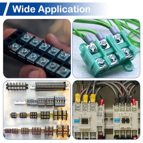 MroMax screw terminal blocks kit with electrical connector screws and square washers assortment