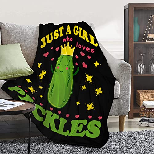 Pickle Blanket Funny Gift for Girl Women Comfy Plush-Just A Girl Who Loves Pickles Fleece Throws Food Lightweight Sheet Super Soft Toddler Kid Flannel Blankets for Bedding Sofa-50x60 Inches Just a Girl Who Loves Pickles 50x60in-for Teen