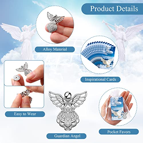 Fumete 50 Set Memorial Angel Pins for Funeral with Poem Cards Organza Bags