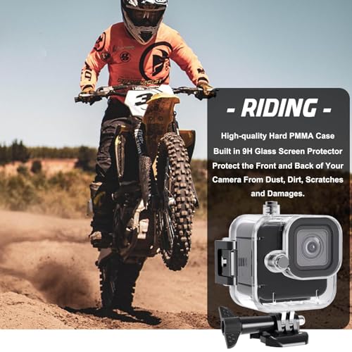 BO&DQQ Compatible for Go Pro Hero 4K (13 Mini) Black Waterproof Housing Case 60M/196FT Protective Underwater Diving Case Shell with Cameras Handle Mount Accessories Kit for Hero 4K Black