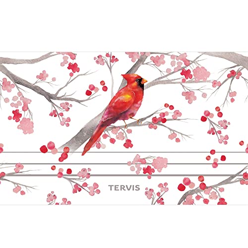 Tervis Traveler Christmas Holiday Cardinal and Berry Branches Triple Insulated Tumbler Travel Cup Keeps Drinks Cold & Hot, 20oz, Stainless Steel Multicolor