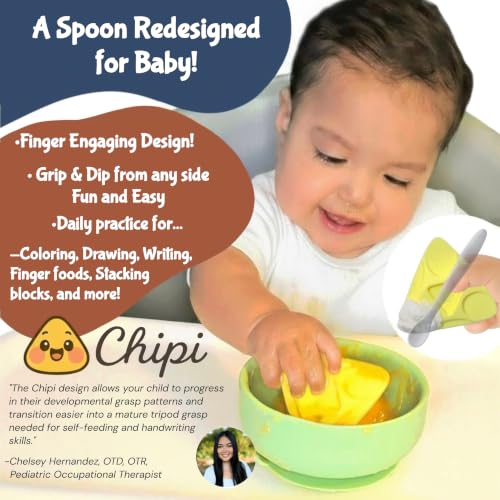 Chipi Baby Spoon – Smarter Baby Steps, First Stage Training, Self-Feeding Utensil, Easy Grip, Choke-Free, Soft Silicone, Pre-Spoon for Puree Toddler Baby Led Weaning (BLW), Essential 6 month